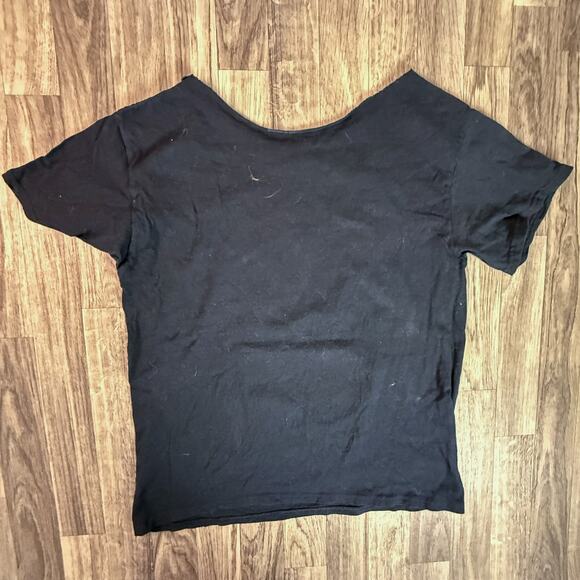 Black Graphic Skull Sunflower Tee Distressed Edge Crewneck Unisex Tee Shirt - Picture 6 of 6